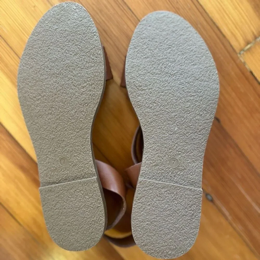 Madewell NWOB Boardwalk Ankle Strap Sandal in English Saddle Size 7